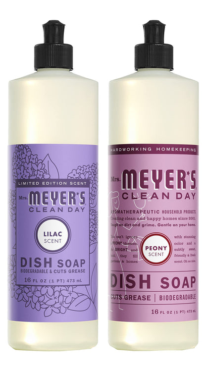Mrs. Meyers Liquid Dish Soap Variety Pack 1 Lilac Dish Soap 1 Peony Dish Soap 2 CT