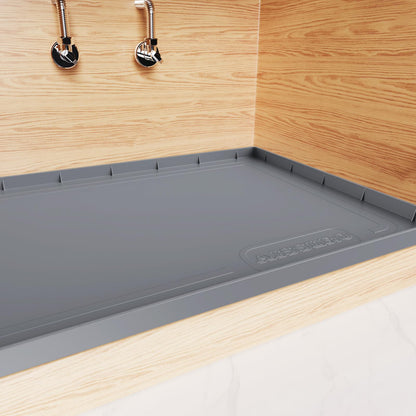 Aisslro Under Sink Mat for Bathroom Waterproof 22" x 19" Silicone Cabinet Liner Fit 24" Standard Cabinet Shelf Liner Under Sink Liner Kitchen Bathroom Under Sink Organizer Protector (Grey)