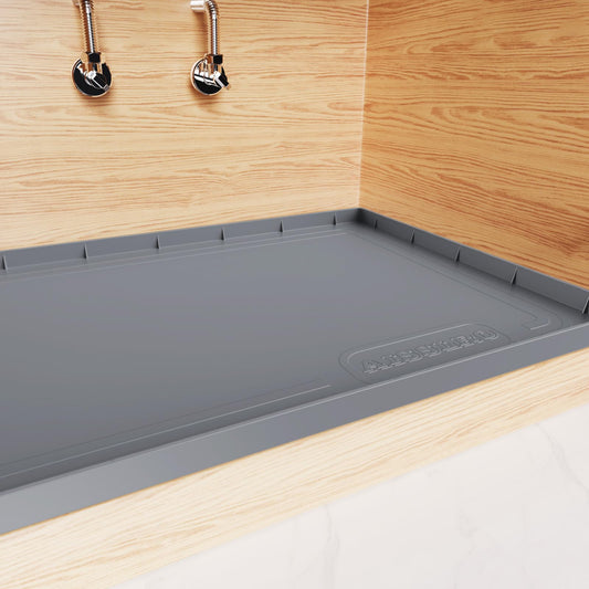 Aisslro Under Sink Mat for Bathroom Waterproof 22" x 19" Silicone Cabinet Liner Fit 24" Standard Cabinet Shelf Liner Under Sink Liner Kitchen Bathroom Under Sink Organizer Protector (Grey)