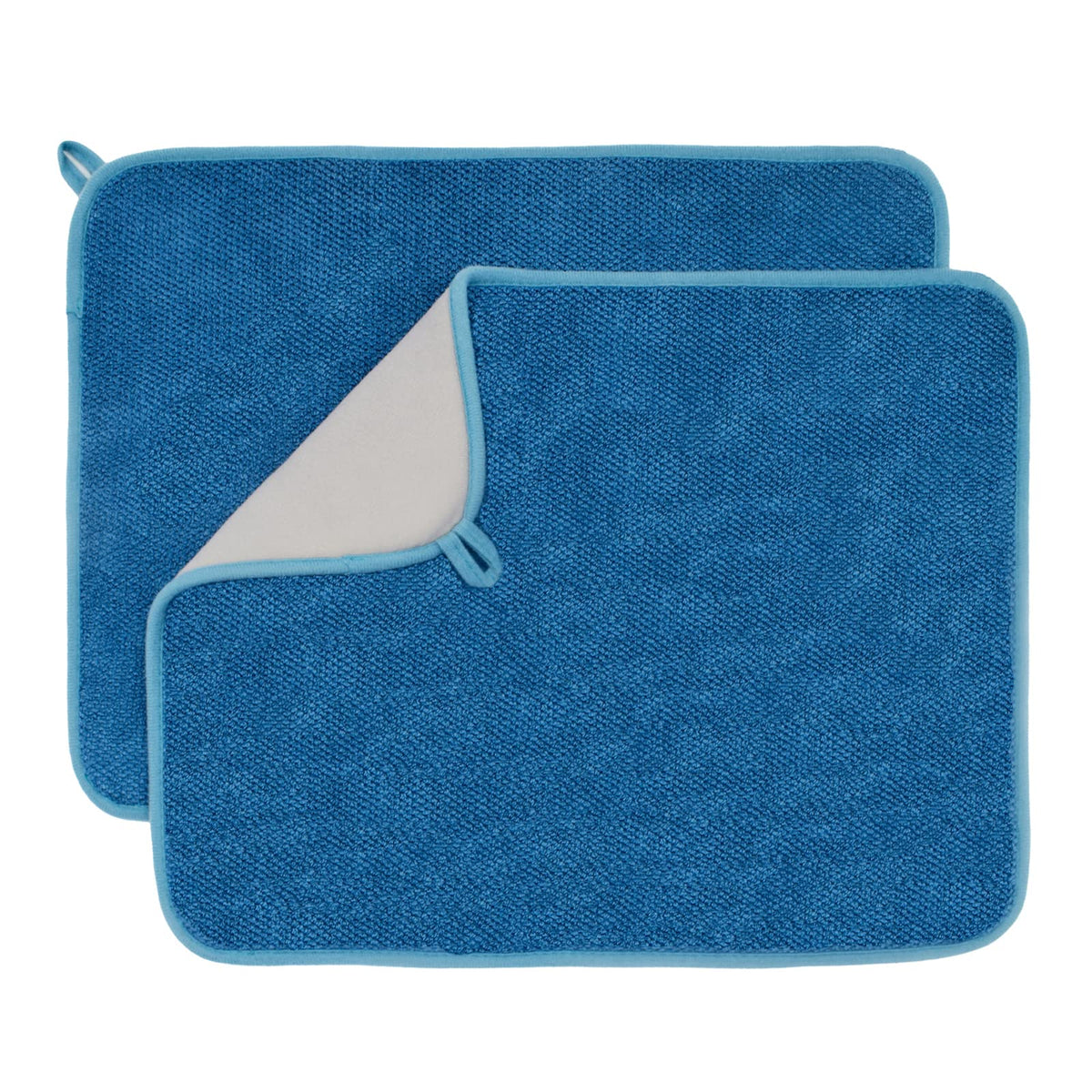 Dish Drying Mat for Kitchen Counter Microfiber Dish Drying Pad 2 Pack Large Size Absorbent Dishes Drainer Mats (blue)