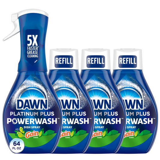 Dawn Powerwash Gain Original Dish Spray Liquid Dish Soap Dish Soap Refill  1 Starter Kit + 3 Refills 64 Fl Oz