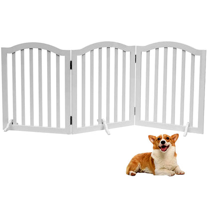 White Freestanding Wooden Dog Gate