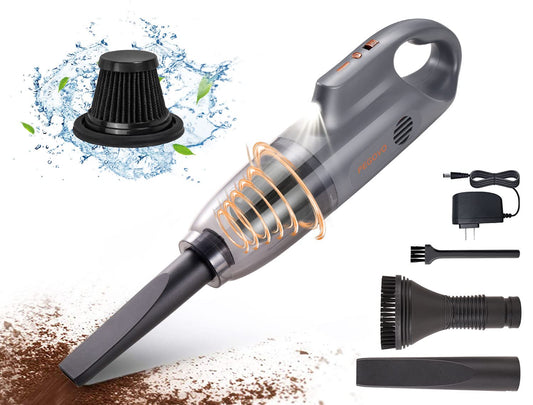 PEGOVO Hand Held Vacuuming Cordless Rechargeable-10KPA High Power Car Vacuum Cordless Cleaner with Fast Charge TechPortable Handheld Vacuum Cordless with Long Cleaning Brush&Washable Filter