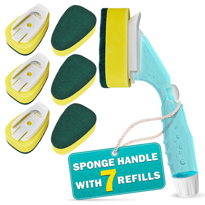 Dish Wand with Soap Dispenser - Dish Sponge with Handle Sponge Replacement for Dish Wand Sponge Refills for Wand Sponge with Soap Dispenser Handle Dishwand Refills - Dish Sponge Wand Dishwashing Wand