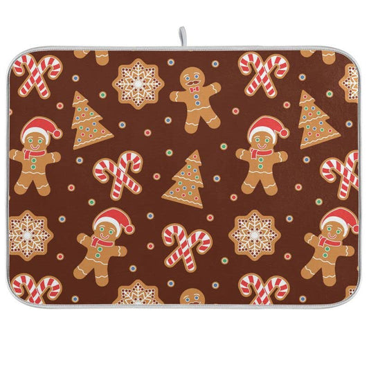 Christmas Gingerbread Candy Dish Drying Mat 18 x 24 for Kitchen Counter Decor Merry Xmas Fast Absorbent Tableware Dishes Pad Baby Bottle Rack Drainer Mats Heat Resistant Kitchen Accessories